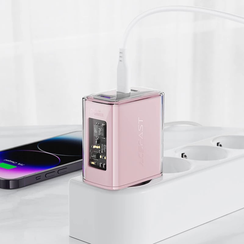 Karikues muri Acefast A45, GaN, 65W, 3 porta (2xUSB-C, 1xUSB), Gri