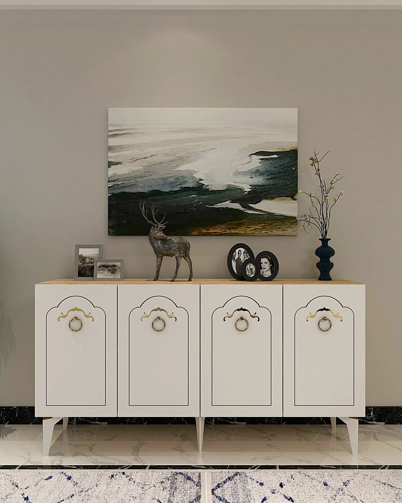 Konsol Skye Decor, violet - lis safir, e bardhë