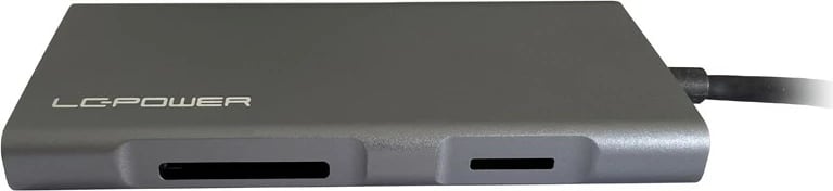 USB hub LC-Power LC-HUB-C-MULTI-5, 3x USB-A, USB-C PD 100W, HDMI, RJ45, SD/MicroSD, anthracite/black