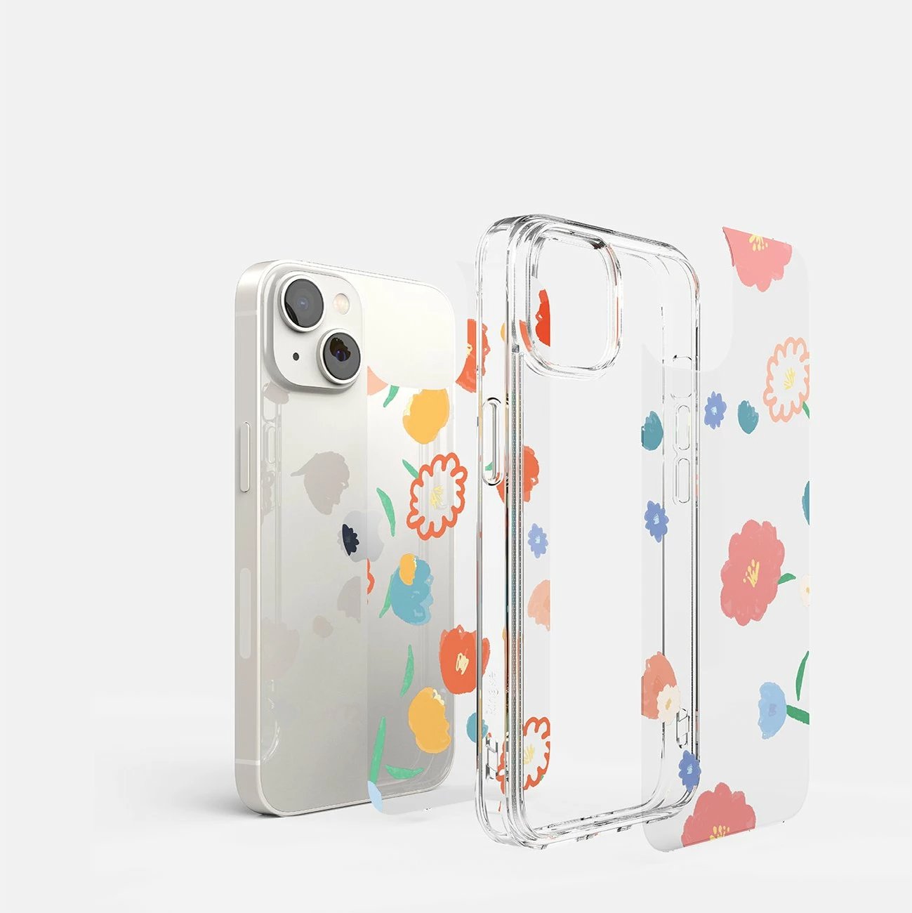 Mbështjellës Ringke Fusion Design për iPhone 14 Plus, transparent me lule