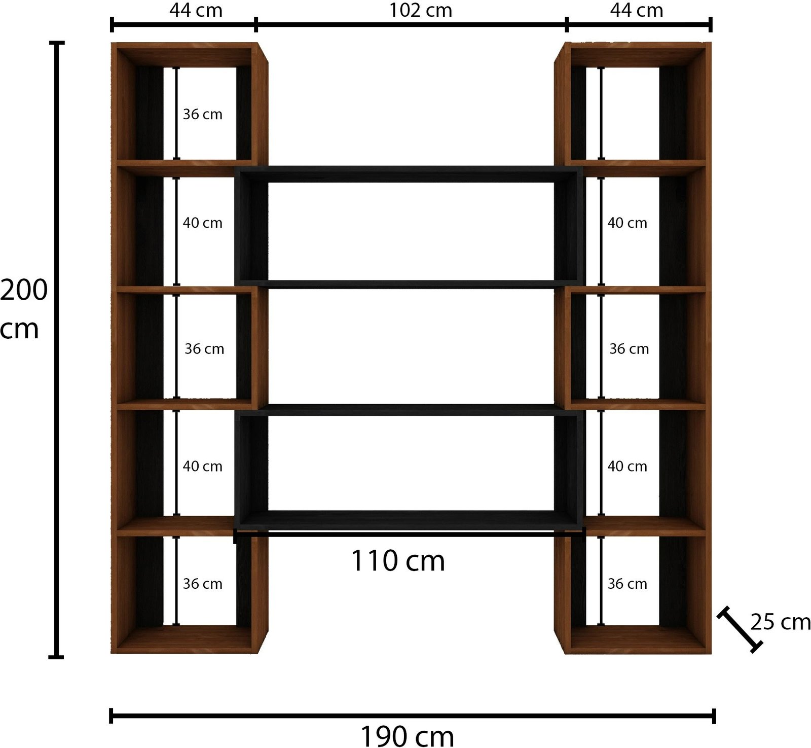 Raft librash Skye Decor, ngjyrë teak, CPT6012-200