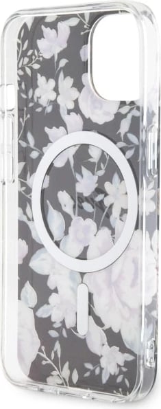 Mbështjellës Guess GUHMP14MHCFWSK për iPhone 14 Plus 6.7", Flower MagSafe, zi