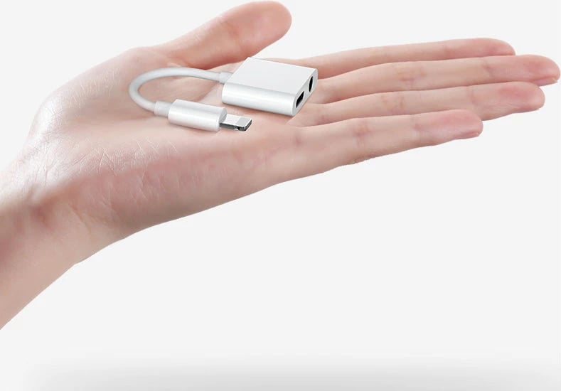 Adapter Joyroom S-Y104, Lightning në 3.5mm jack + Lightning, i bardhë