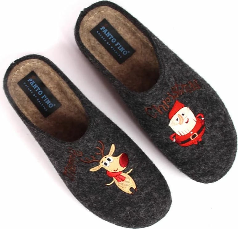 Papuçe festive Panto Fino për femra dhe fëmijë, gri