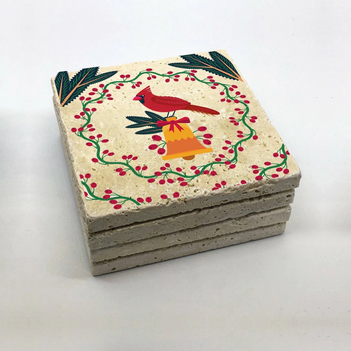 Set 4 copë nënfilxhanë prej guri natyral, shumëngjyrësh, Hermia, TBA387304