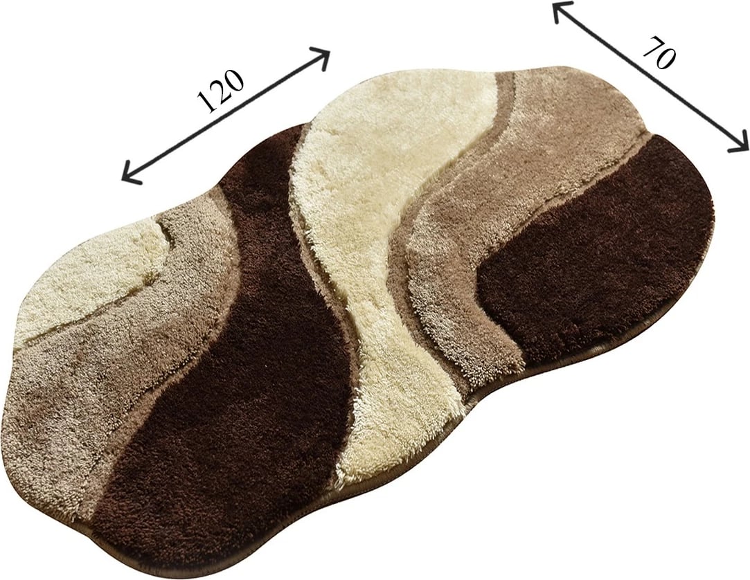 Tapet për banjo akrilik Mijolnir, forma me valë, kafe, 70x120cm