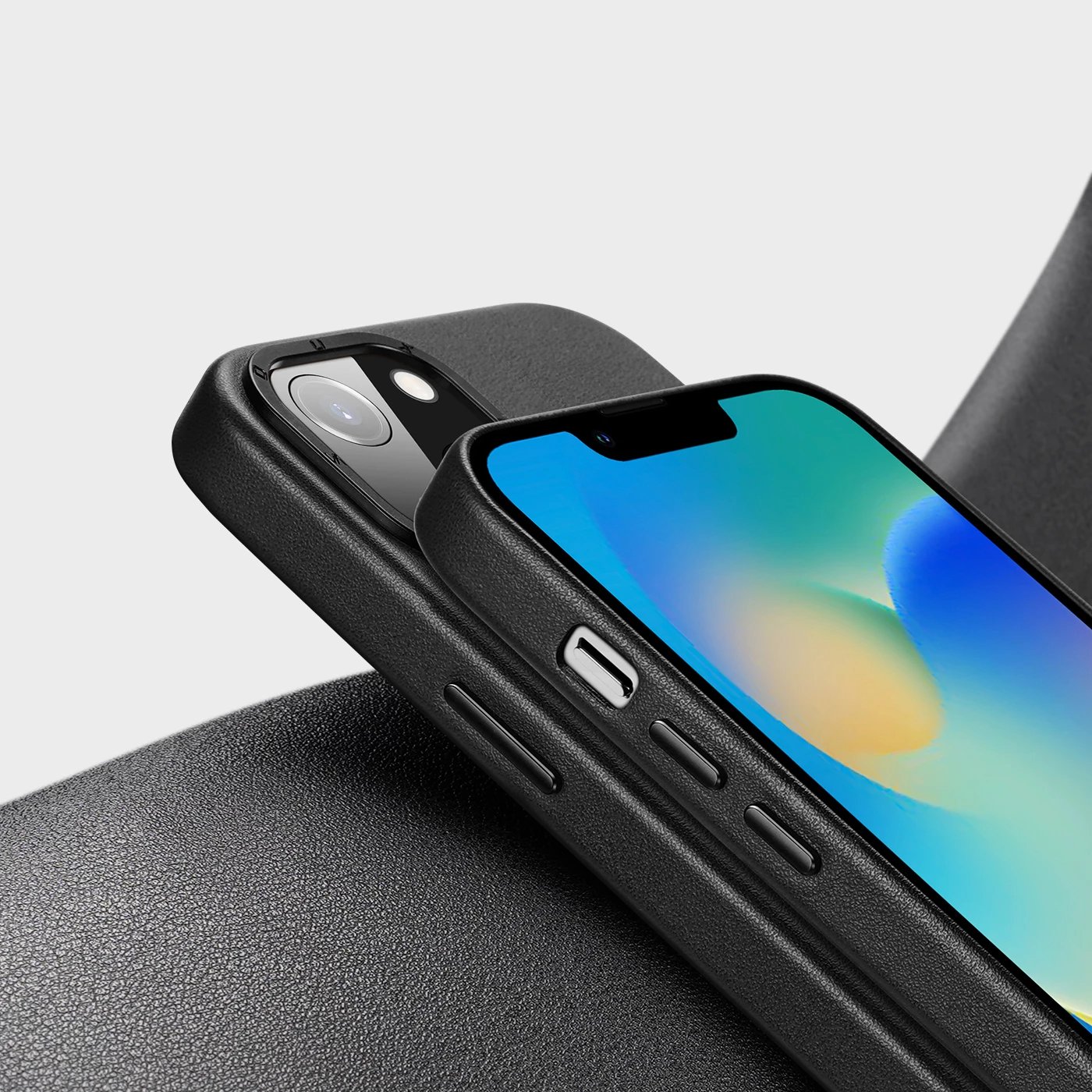 Mbështjellës Dux Ducis Grit për iPhone 14 Plus, lëkurë ekologjike, MagSafe, zi