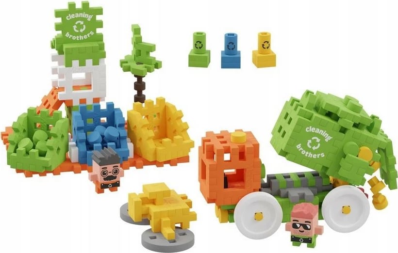 Set lodrash ndërtimi Marioinex Mini Waffle City Garbage Truck, 148 pjesë, me figurina