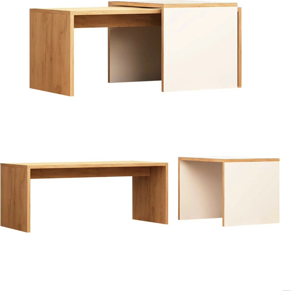 Set tavoline kafeje Hanah Home, Nuguso, ngjyrë lis dhe e bardhë