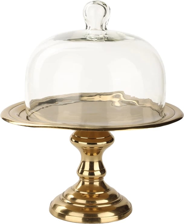 Kupë BRILLER me kapak, alumin e xham, ngjyrë ari, 23x23x27cm