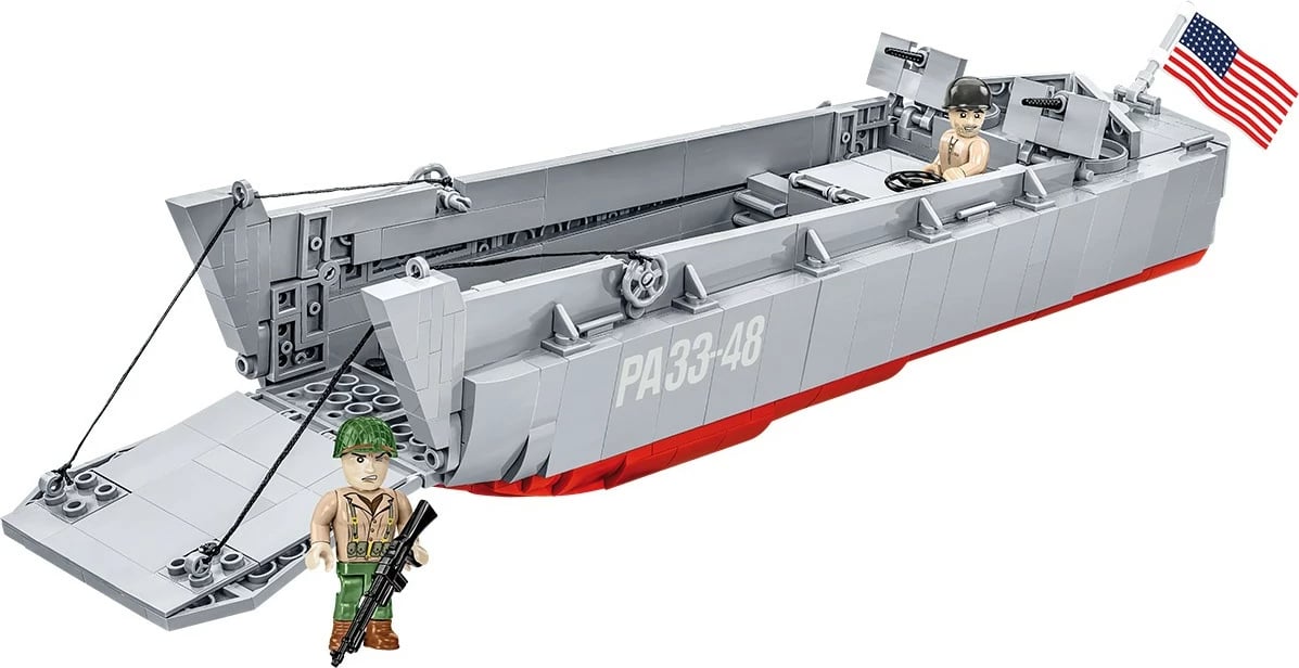 Set lodrash ndërtimi Cobi Klocki LCVP Higgins Boat, 715 pjesë, me 2 figurina, Gri