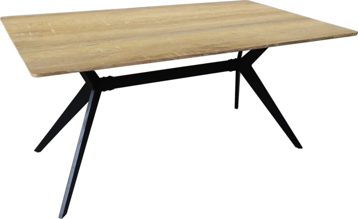 Tavolinë Ezali, sipërfaqe sonoma, këmbë metalike të zeza, 160x90x75cm