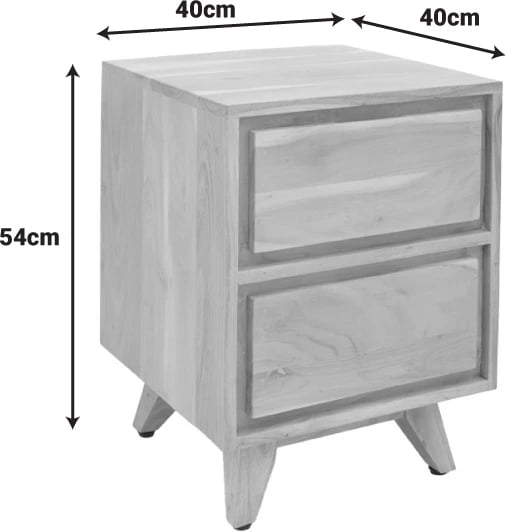 Komodinë anës krevati Emira, dru akacie, ngjyrë natyrale, 40x40x54cm