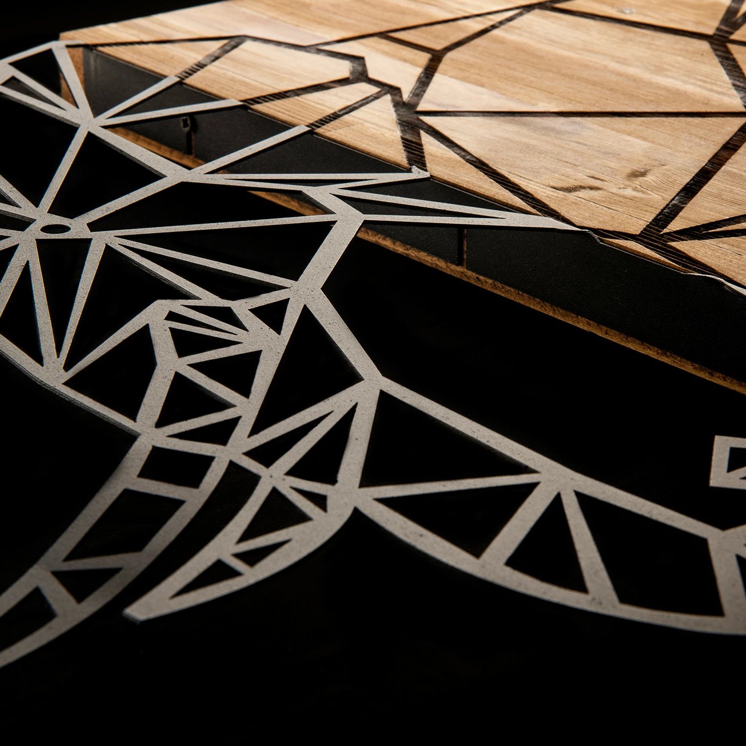 Aksesor dekorativ për mur, dru dhe metal, elefant, Wallity, ngjyrë e zezë dhe arre, 82x58cm