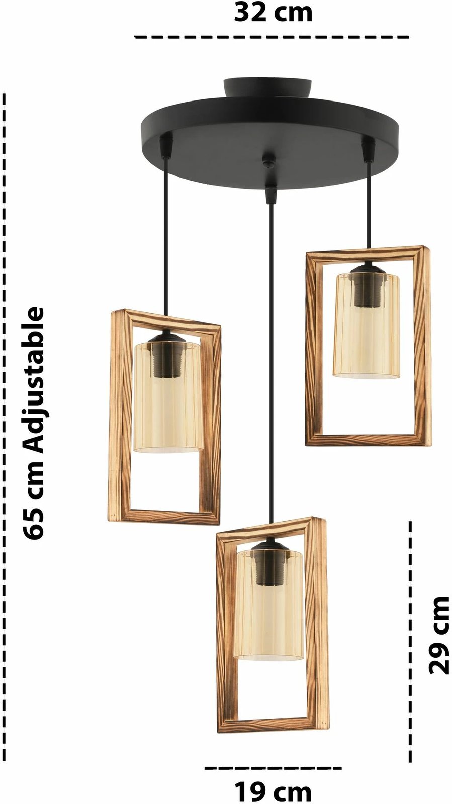 Llambë varëse Opviq, trekëndësh, xham trefish, natyrale/zezë