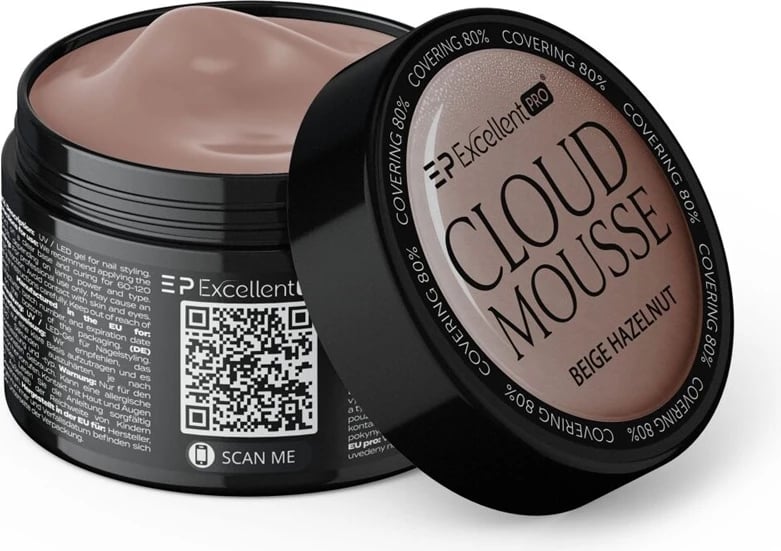 Xhel ndërtues për thonj për femra Excellent PRO Cloud Mousse Beige Hazelnut 50g