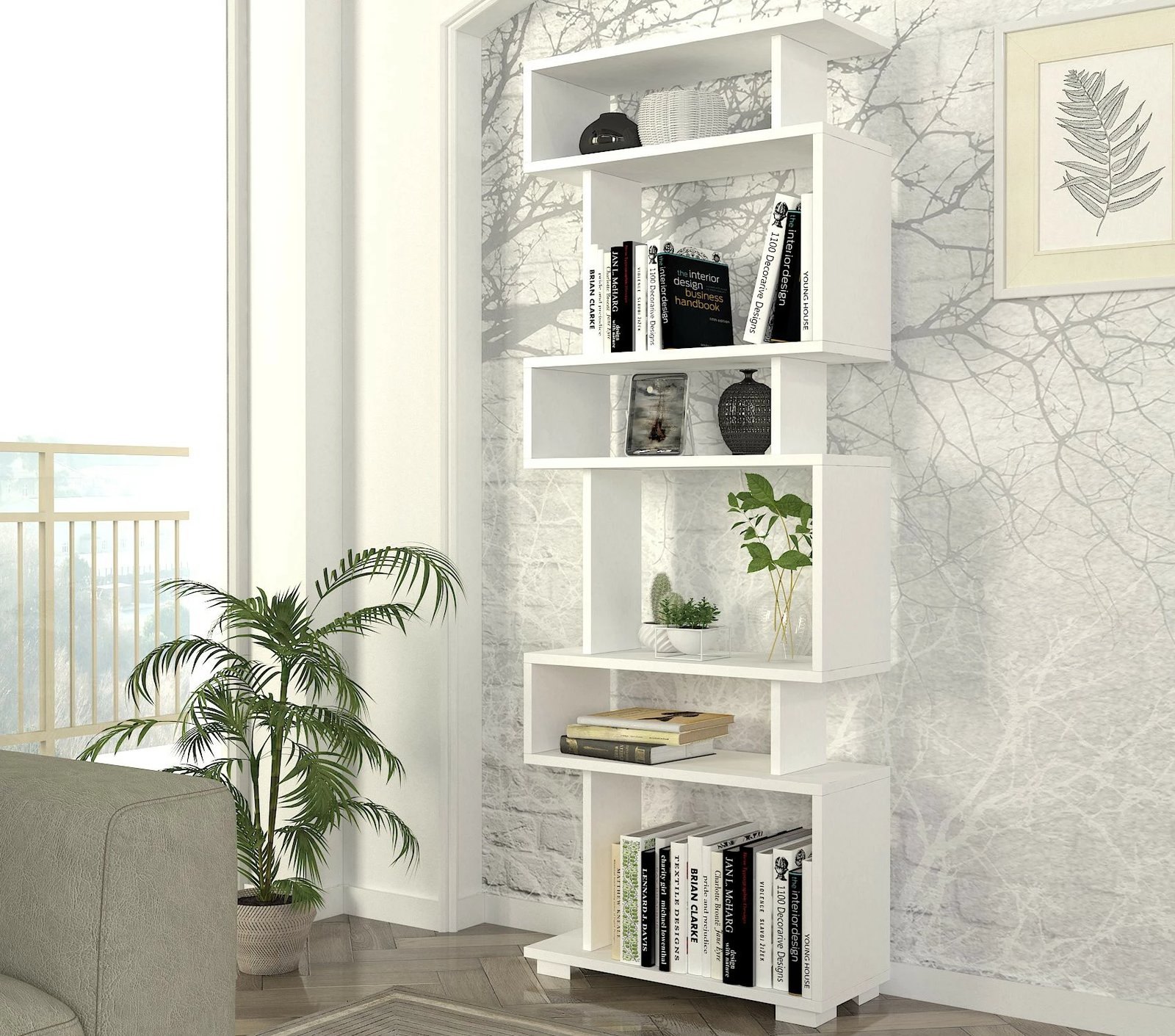 Raft librash Hanah Home, Blok, i bardhë