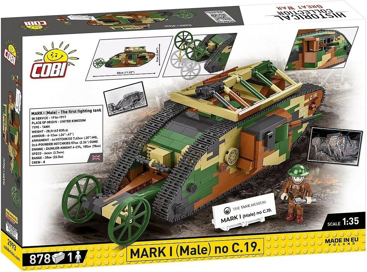 Set blloqesh Cobi Klocki Mark I Male NO C.19, 878 pjesë, Kamuflazh