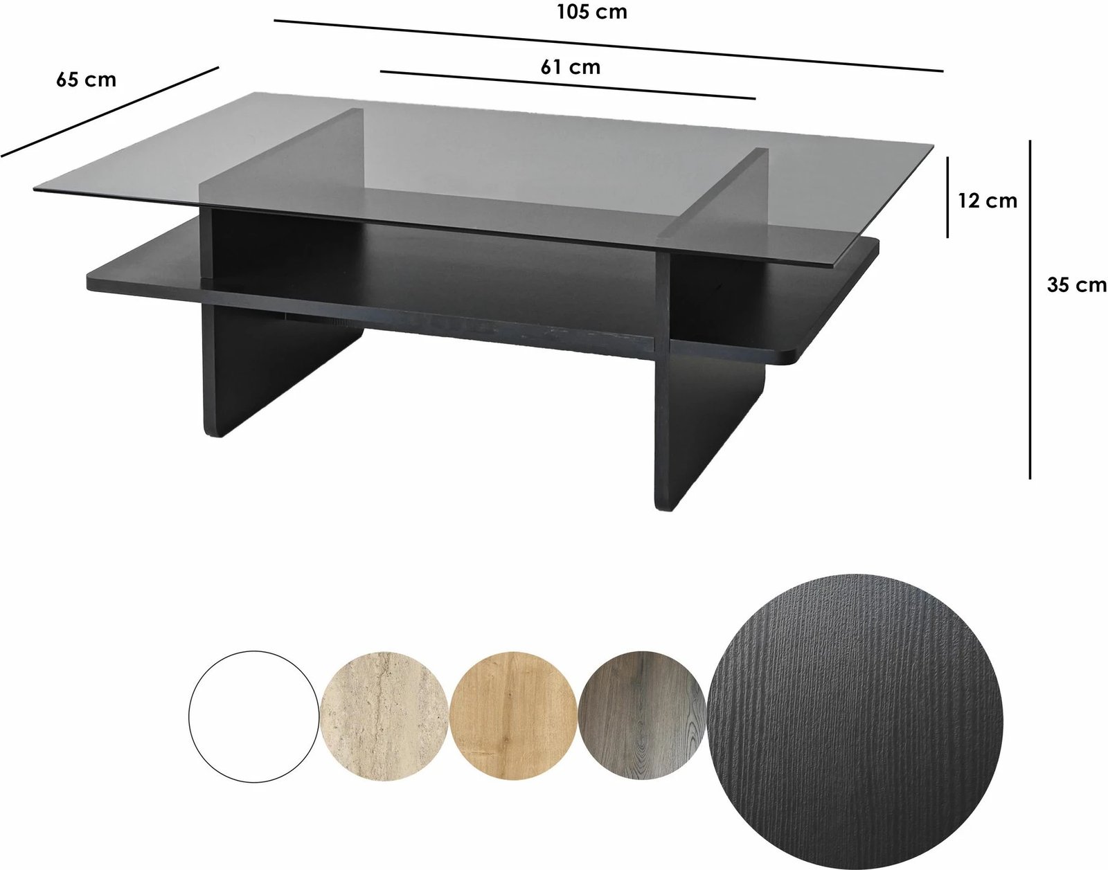 Tavolinë kafeje Hanah Home, Saga drejtkëndëshe, e zezë, fume