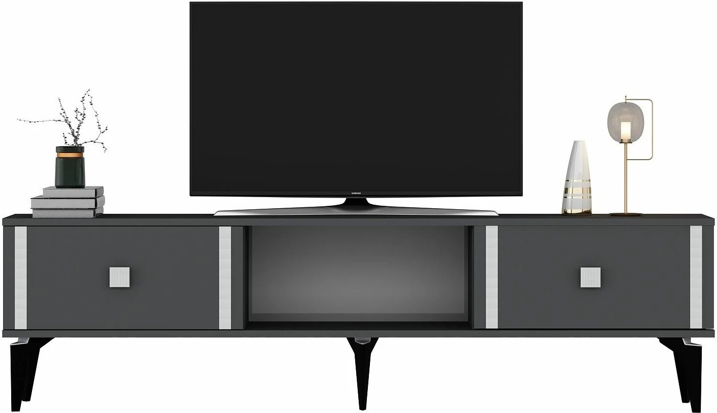 Komodë për TV Skye Decor, Doruk, antracit, argjend
