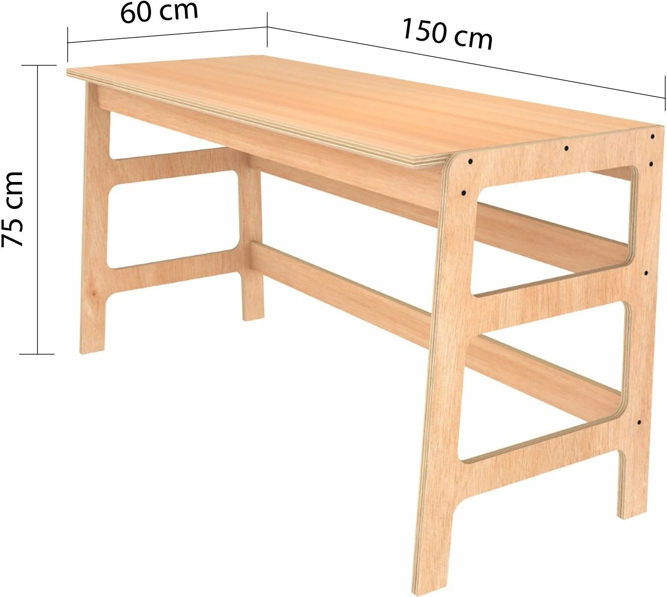 Set tavoline studimi me raft librash, ngjyrë natyrale, Skye Decor, CPT4801-150