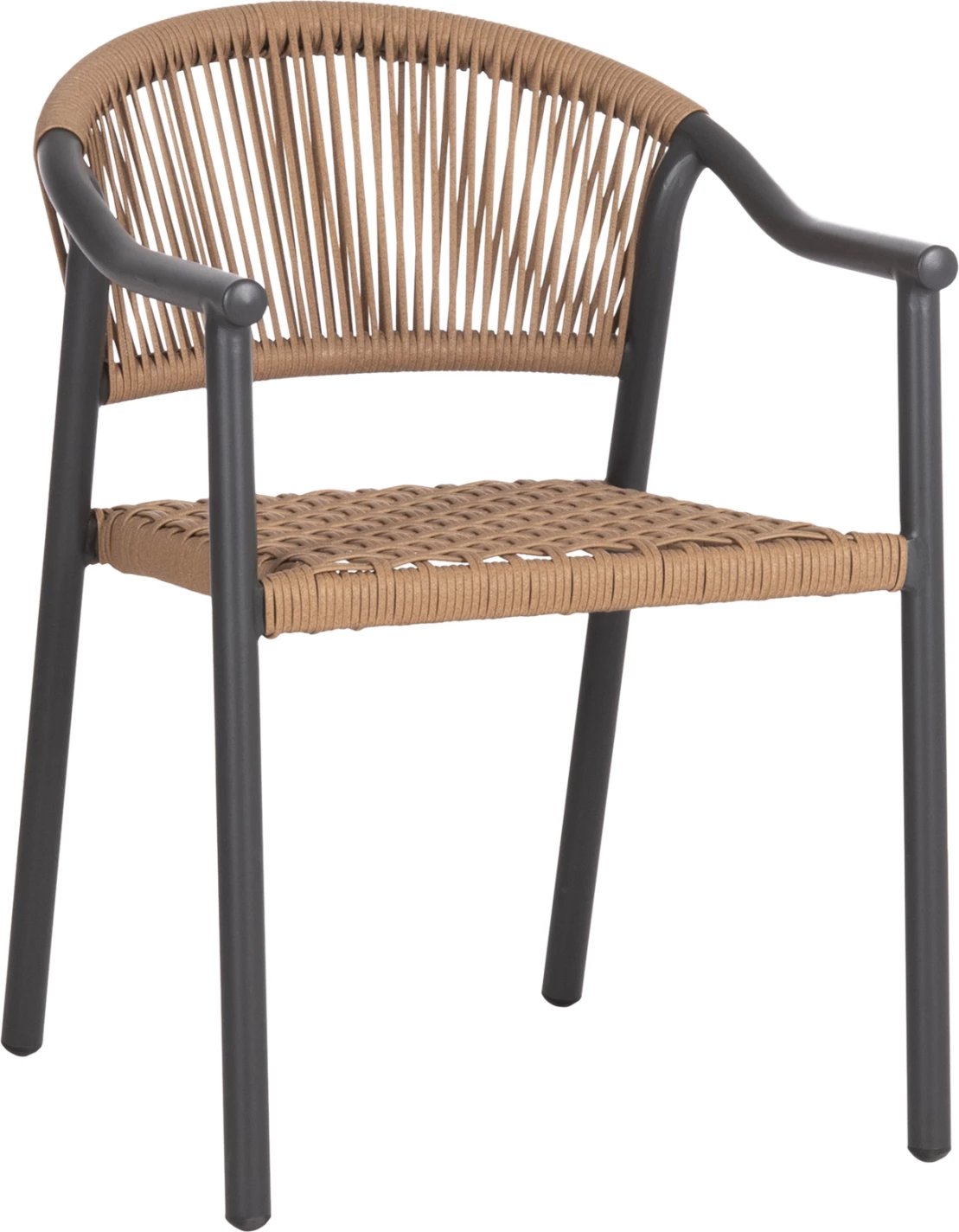 Karrige ngrënie për jashtë, alumini, ratan sintetik, ngjyrë bezhë/gri e errët, KERLY FH6050.10, 54x58.5x76cm