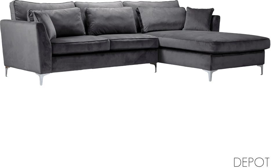 Këndare FOREVER, e djathtë, kadife gri, 316x185x92