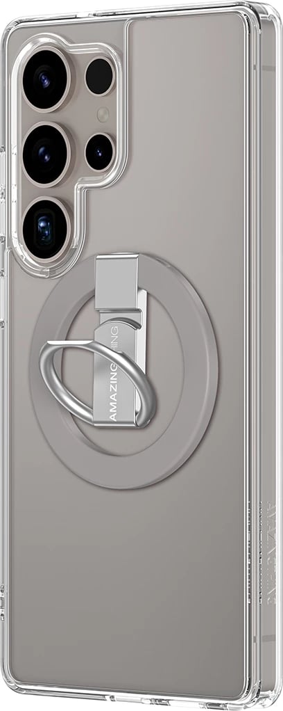 Mbështjellës AmazingThing Minimal Mag Case me unazë magnetike për Samsung Galaxy S25 Ultra, Transparent
