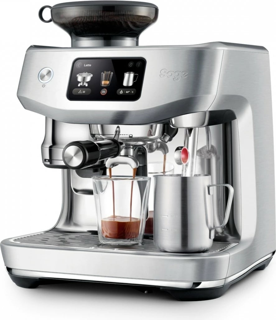 Ekspres kafeje presioni, Sage SES985BSS, mulli i integruar, portafilter 58 mm, 1600 W, 15 bar, ekran me prekje, çelik i furçuar