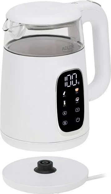 Çajnik elektrik Adler AD 1305ws, 1.7L, i bardhë/argjendtë