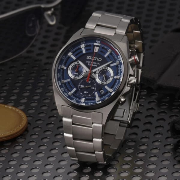 Orë dore për meshkuj SEIKO SSB407P1, e kaltër