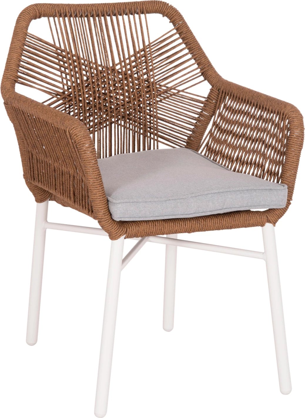 Karrige ngrënieje për jashtë, alumin i bardhë, ratan sintetik bezhë, TOPIN FH6048.11, 59x63x81cm