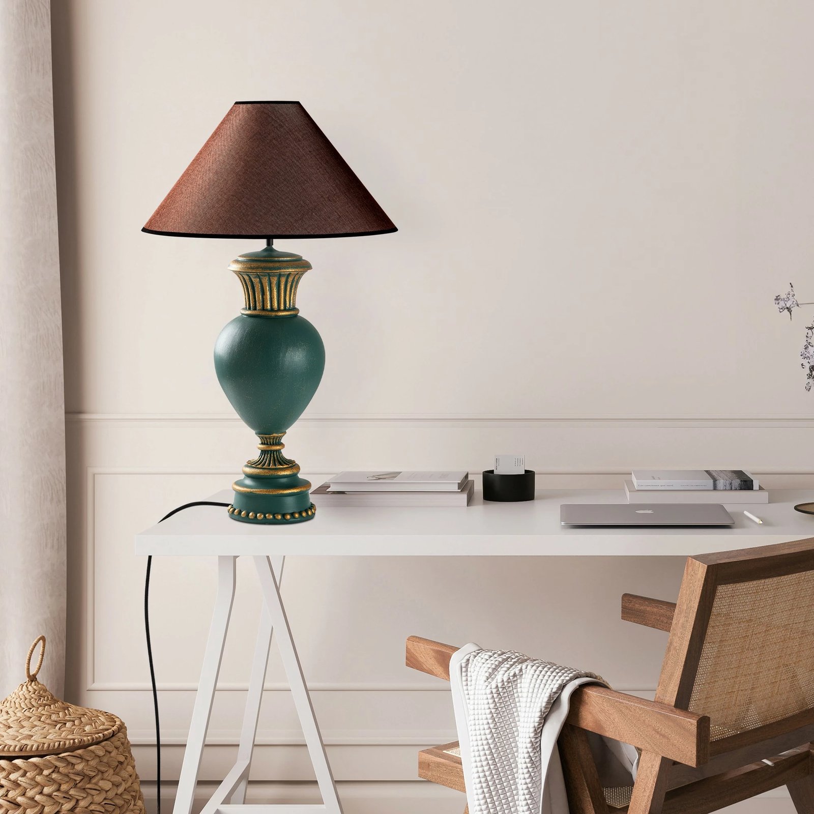 Llambë tavoline Opviq, ELEGANZE-5323, e gjelbër dhe kafe