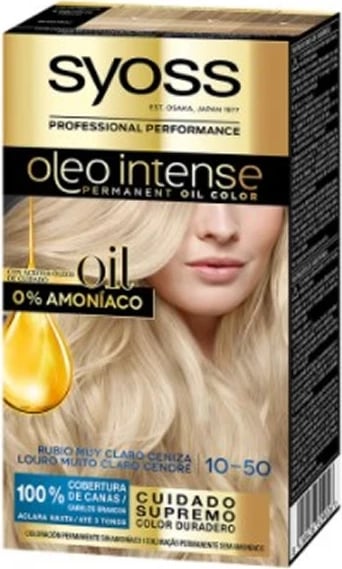 Ngjyrë për flokë SYOSS Oleo Intense 10-50, unisex, bionde e hirtë e çelët