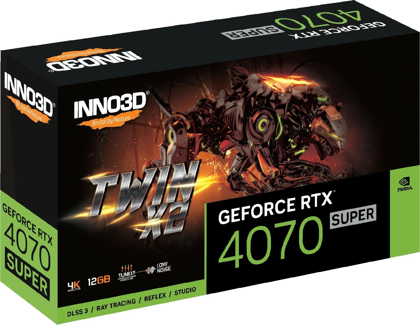 Kartelë grafike Inno3D GEFORCE RTX 4070 SUPER TWIN X2, 12 GB, GDDR6X, PCI Express x16 4.0, e zezë/gri