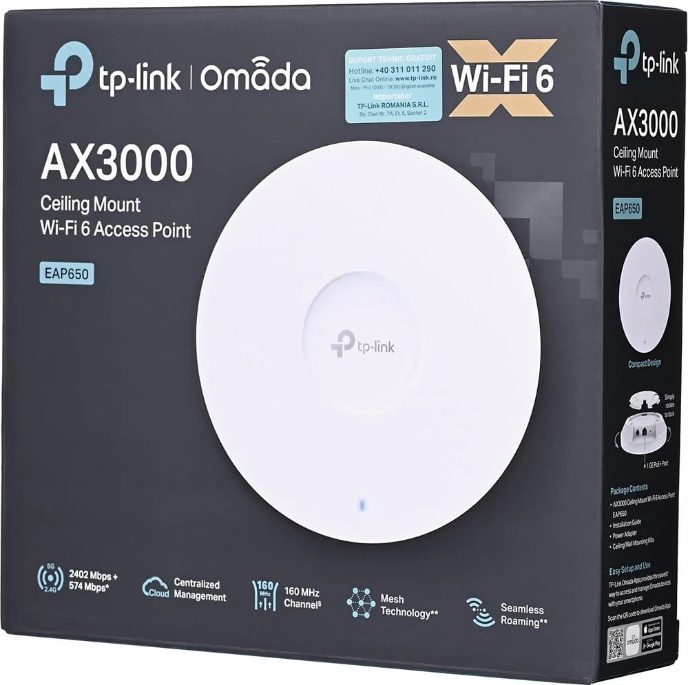 Access Point TP-Link Omada AX3000, i bardhë
