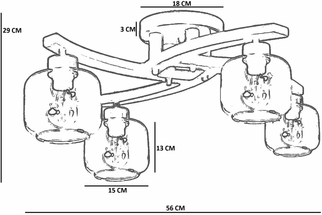 Llambadar Opviq, 9002-2, metal dhe xham, ngjyrë gri, arre, e zezë
