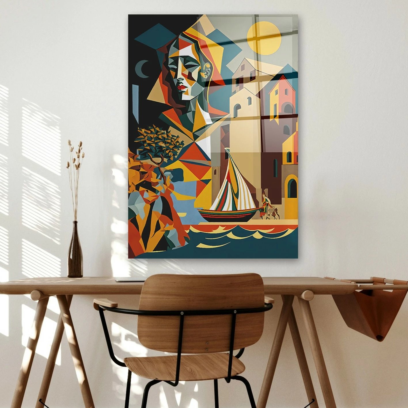 Pikturë dekorative prej xhami të temperuar, shumëngjyrëshe, CAM3691 - 50x70cm