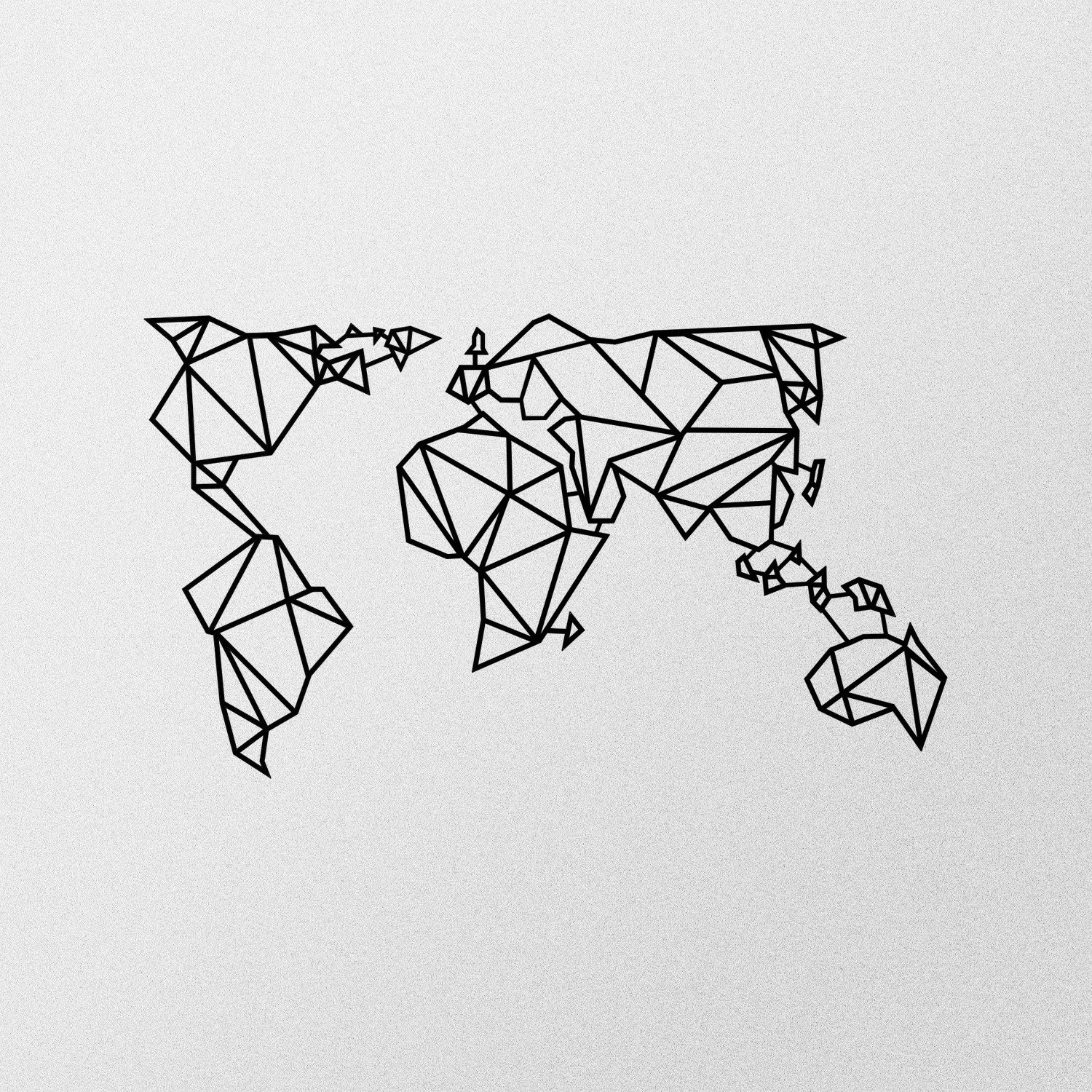 Aksesor dekorativ metalik për mur, hartë bote, Wallity