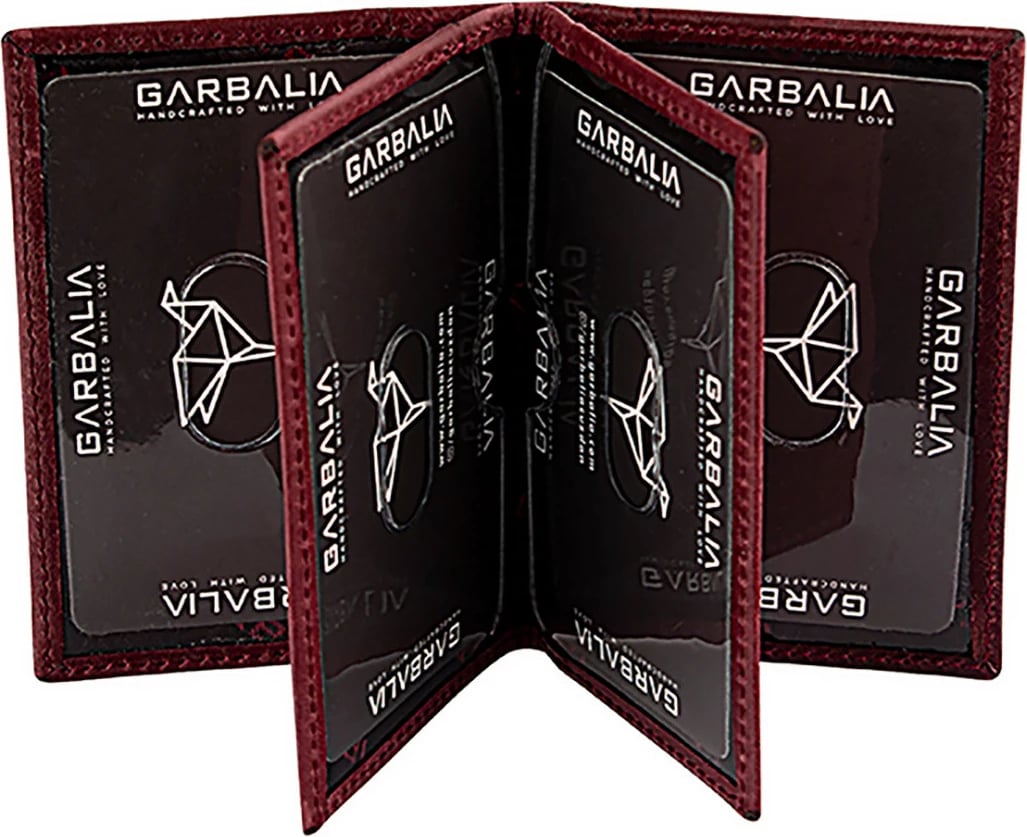 Portofol uniseks Zoozie Bags, lëkurë natyrale, ngjyrë e kuqe claret