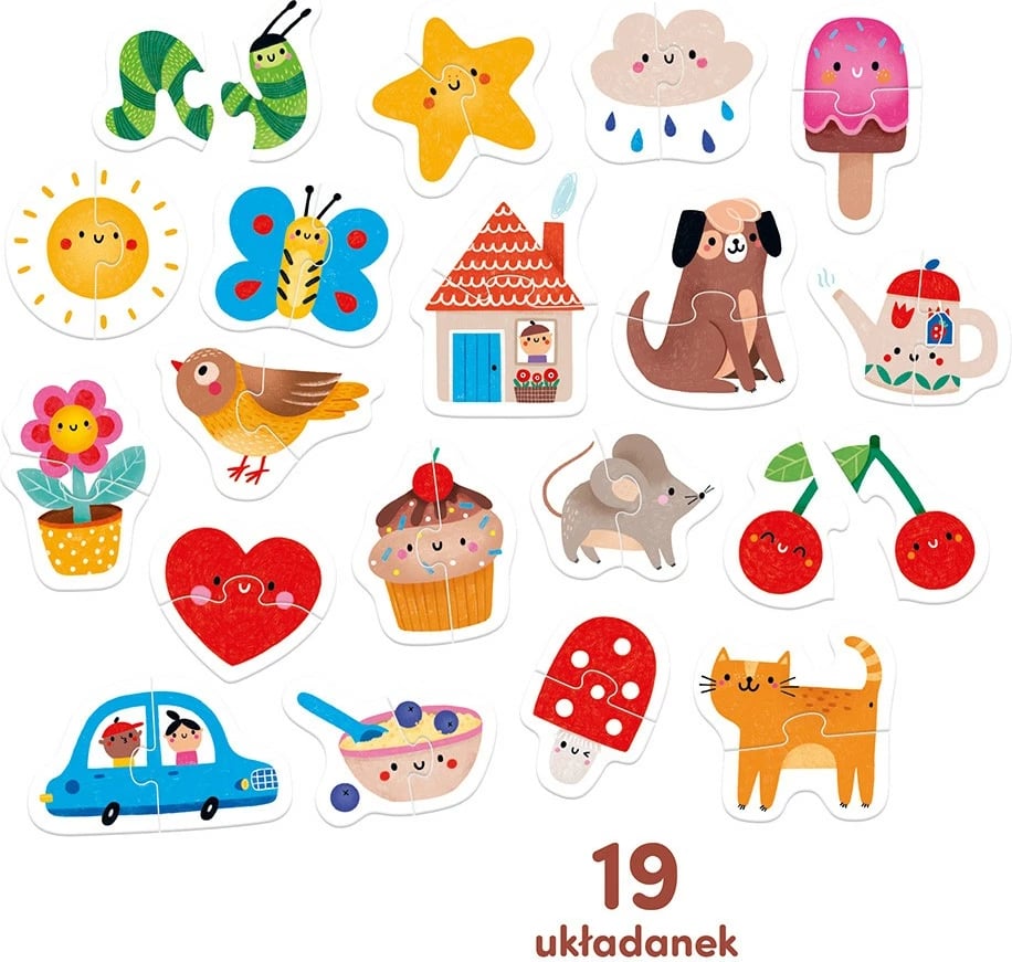 Puzzle edukativ CzuCzu My First Puzzles - Pair Matching, 19 puzzle, 38 pjesë, për fëmijë 15+ muajsh, shumëngjyrëshe