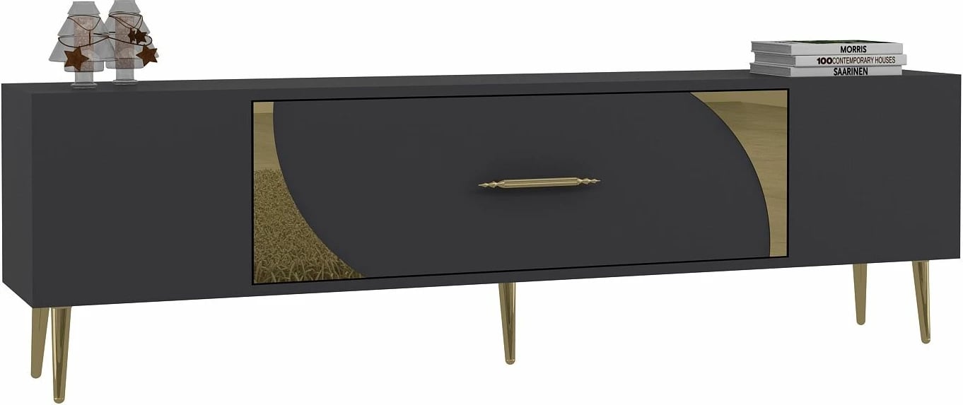 Komodë për TV Skye Decor, anthracite dhe ari, Dekop2
