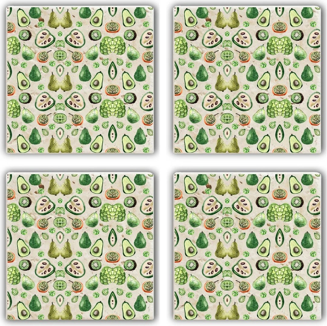 Nënstresa për gota prej guri natyral, shumëngjyrëshe, set prej 4 copash, Hermia, TBA11183964