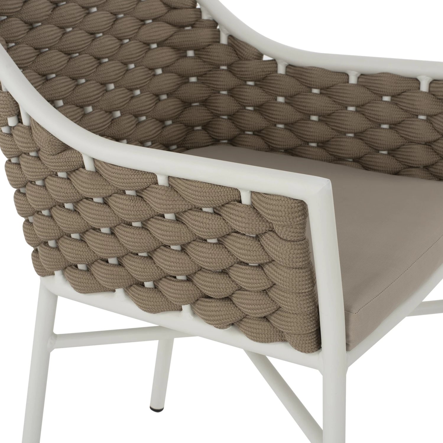 Karrige alumini FH5858.02 e bardhë me litar bezhë 56x58x76Hcm