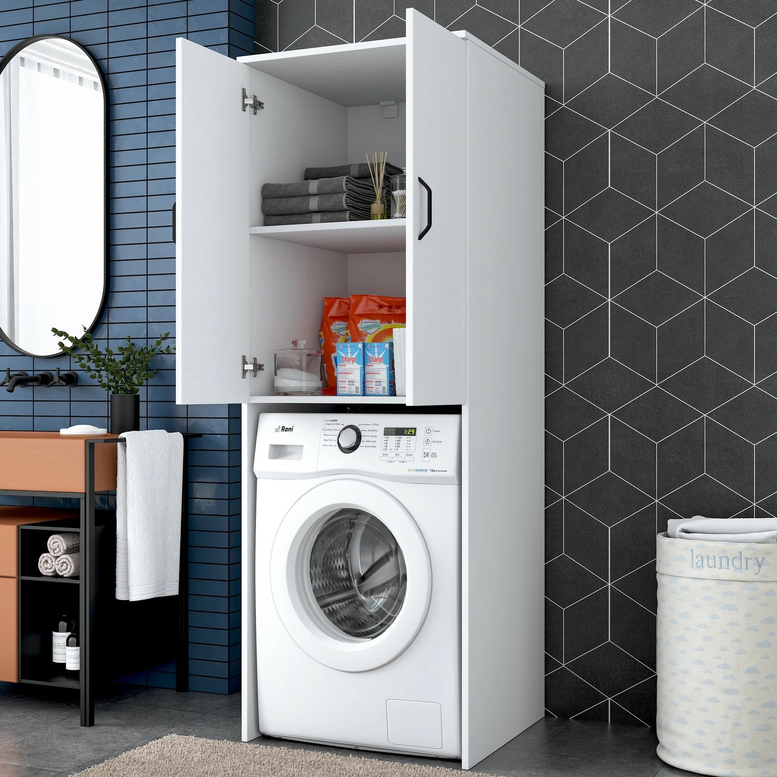 Dollap për lavatriçe, i bardhë, Hanah Home, KD110 - 3192