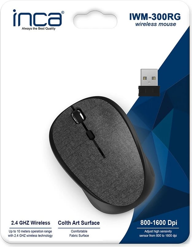 Maus wireless Incase IWM-300RG, 1600 DPI, nano-USB, tekstil, 10m