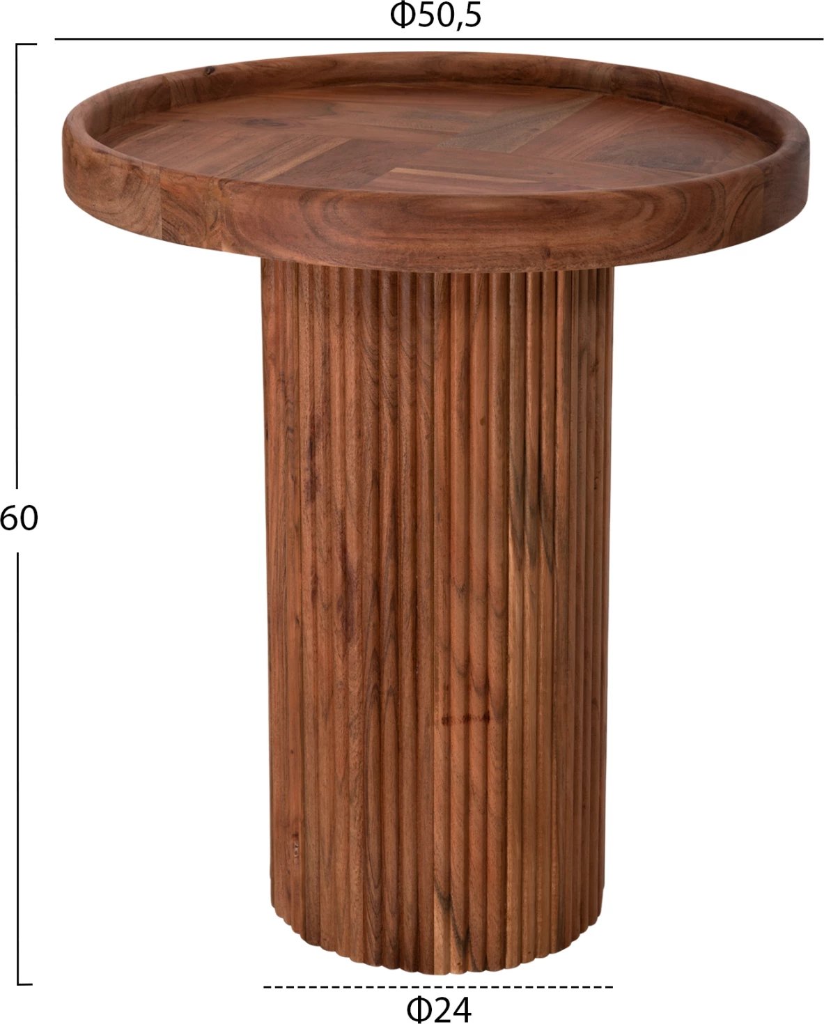 Tavolinë kafeje rrethore RAJJEH, dru akacie, Φ50x60H cm