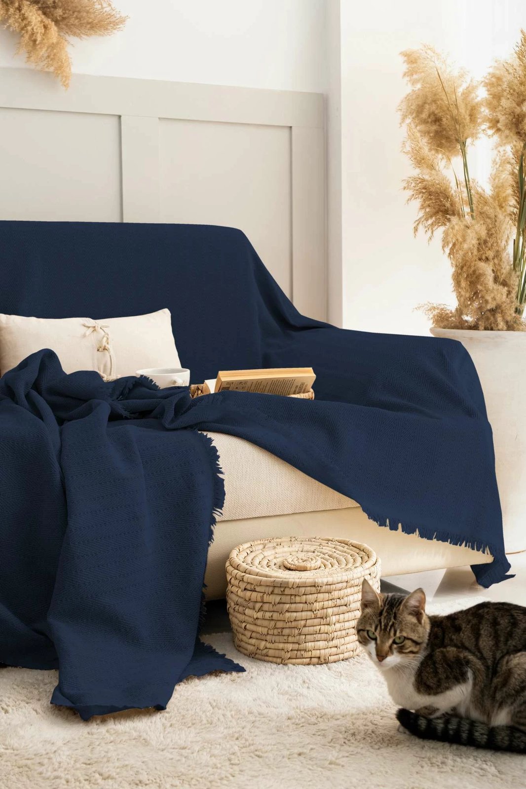 Mbulesë divani L'essentiel, ngjyrë kaltër e errët, Rio