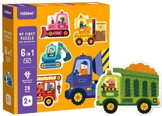 Puzzle Mideer My First Puzzle 6 në 1 "Building Site" 28 copë