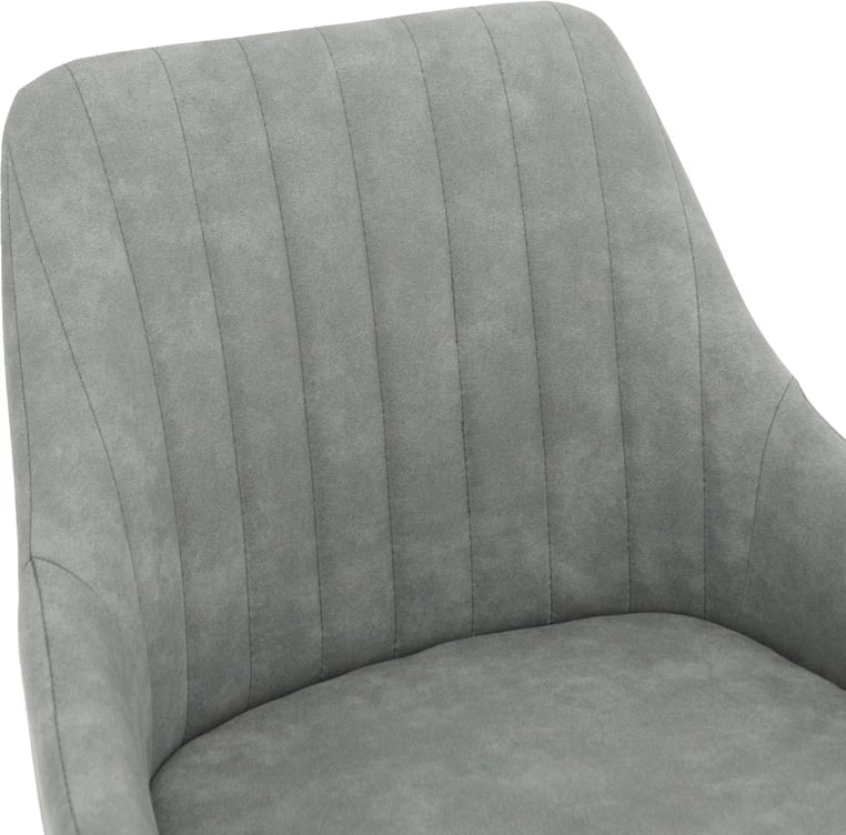 Karrige për bar Cody, këmbë metalike të zeza, material stof, ngjyrë gri e çelët antike